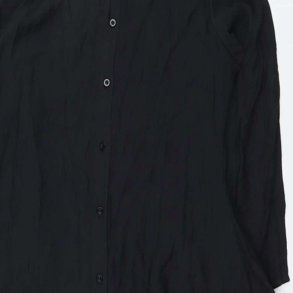 Zanzea Womens Black Rayon A-Line Size M Round Neck Button