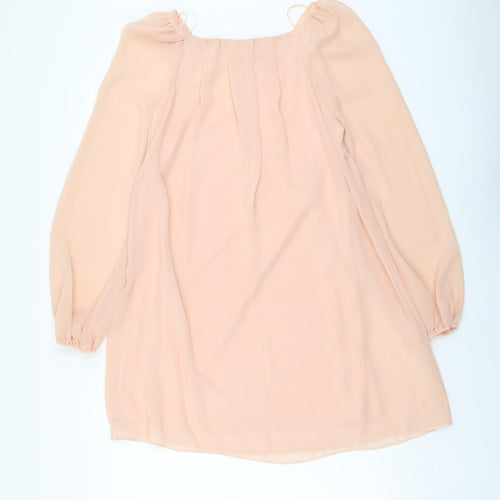 Exhibit Womens Pink Polyester A-Line Size 8 Square Neck Pullover