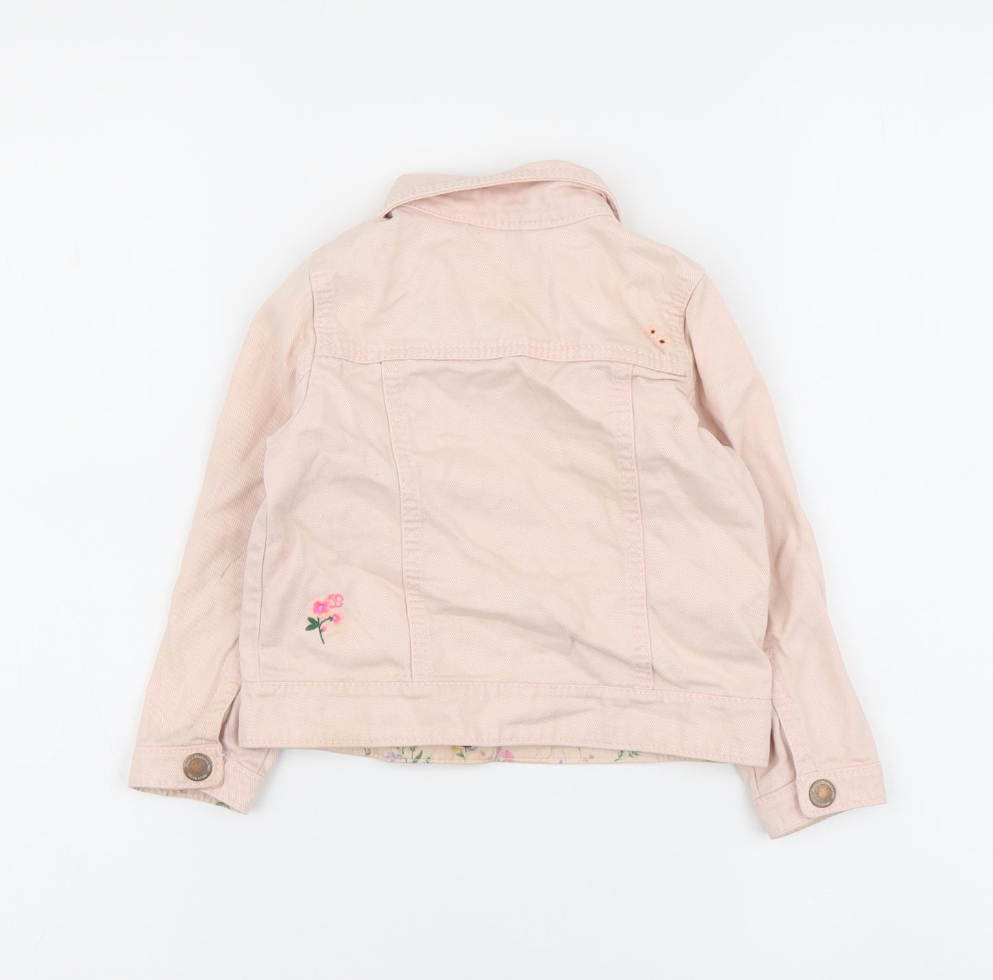 NEXT Girls Pink Jacket Size 2-3 Years Button - Floral Detailing