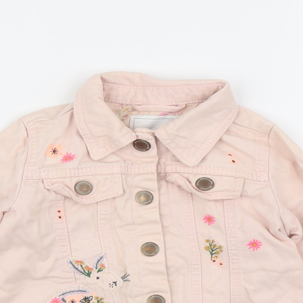 NEXT Girls Pink Jacket Size 2-3 Years Button - Floral Detailing