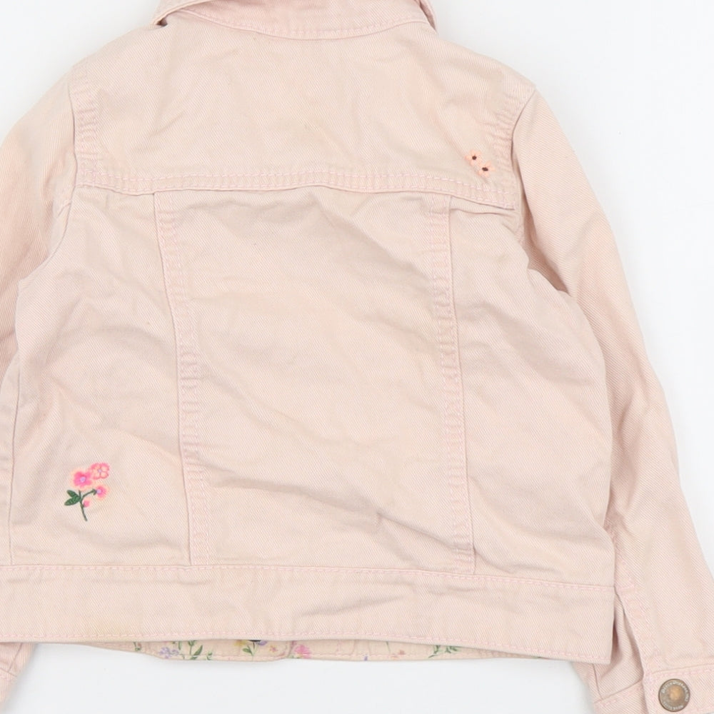 NEXT Girls Pink Jacket Size 2-3 Years Button - Floral Detailing
