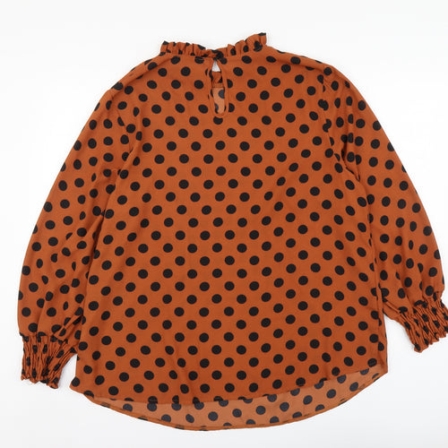 Papaya Womens Brown Polka Dot Polyester Basic Blouse Size 20 High Neck