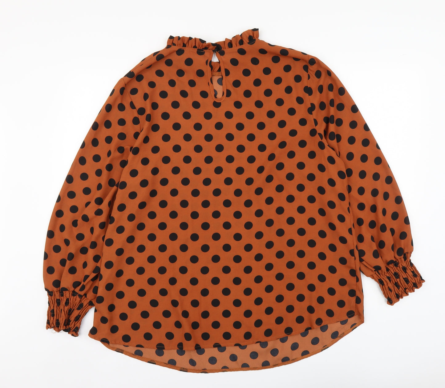 Papaya Womens Brown Polka Dot Polyester Basic Blouse Size 20 High Neck
