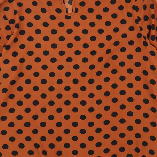 Papaya Womens Brown Polka Dot Polyester Basic Blouse Size 20 High Neck