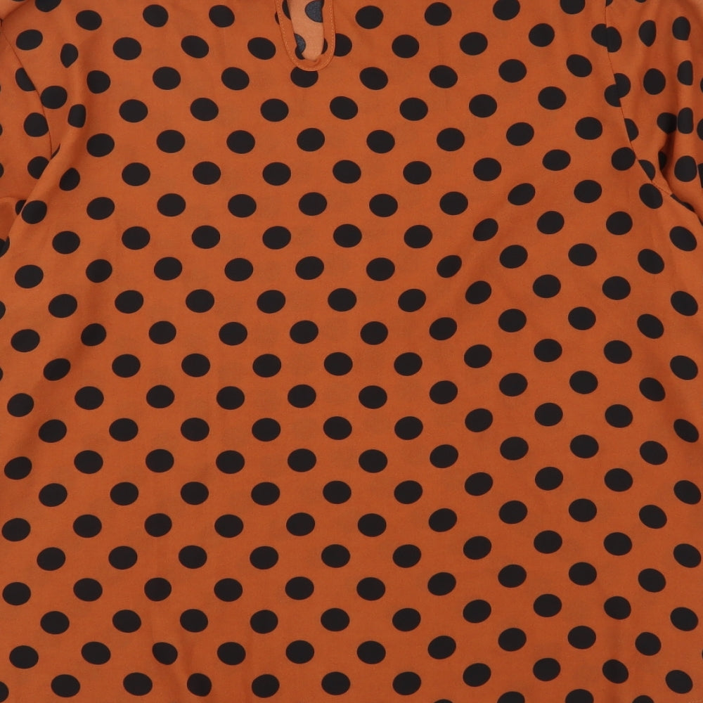 Papaya Womens Brown Polka Dot Polyester Basic Blouse Size 20 High Neck