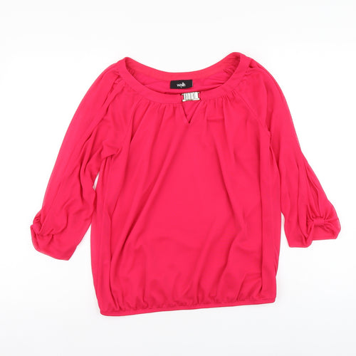 Wallis Womens Pink Polyester Basic Blouse Size S Boat Neck