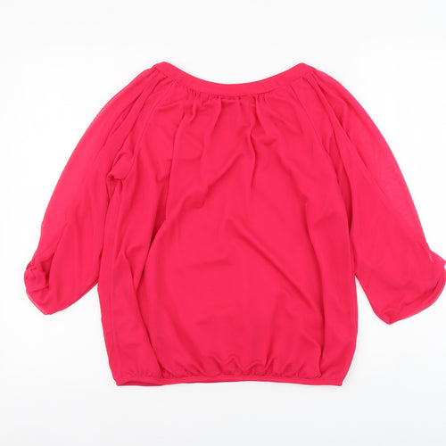 Wallis Womens Pink Polyester Basic Blouse Size S Boat Neck