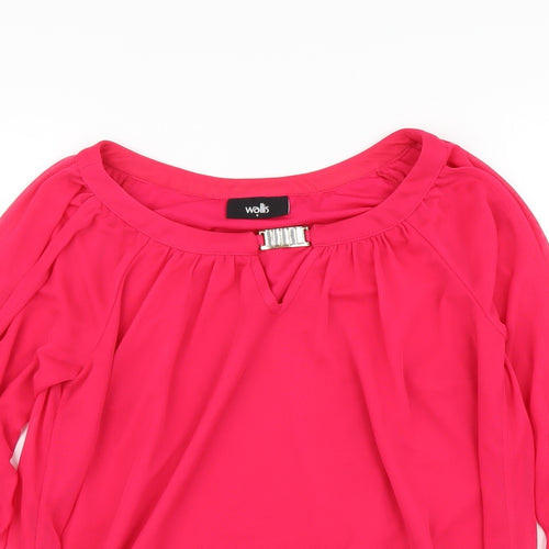 Wallis Womens Pink Polyester Basic Blouse Size S Boat Neck
