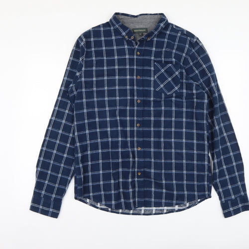 Industrialize Mens Blue Plaid Cotton Button-Up Size XL Collared Button