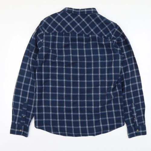 Industrialize Mens Blue Plaid Cotton Button-Up Size XL Collared Button