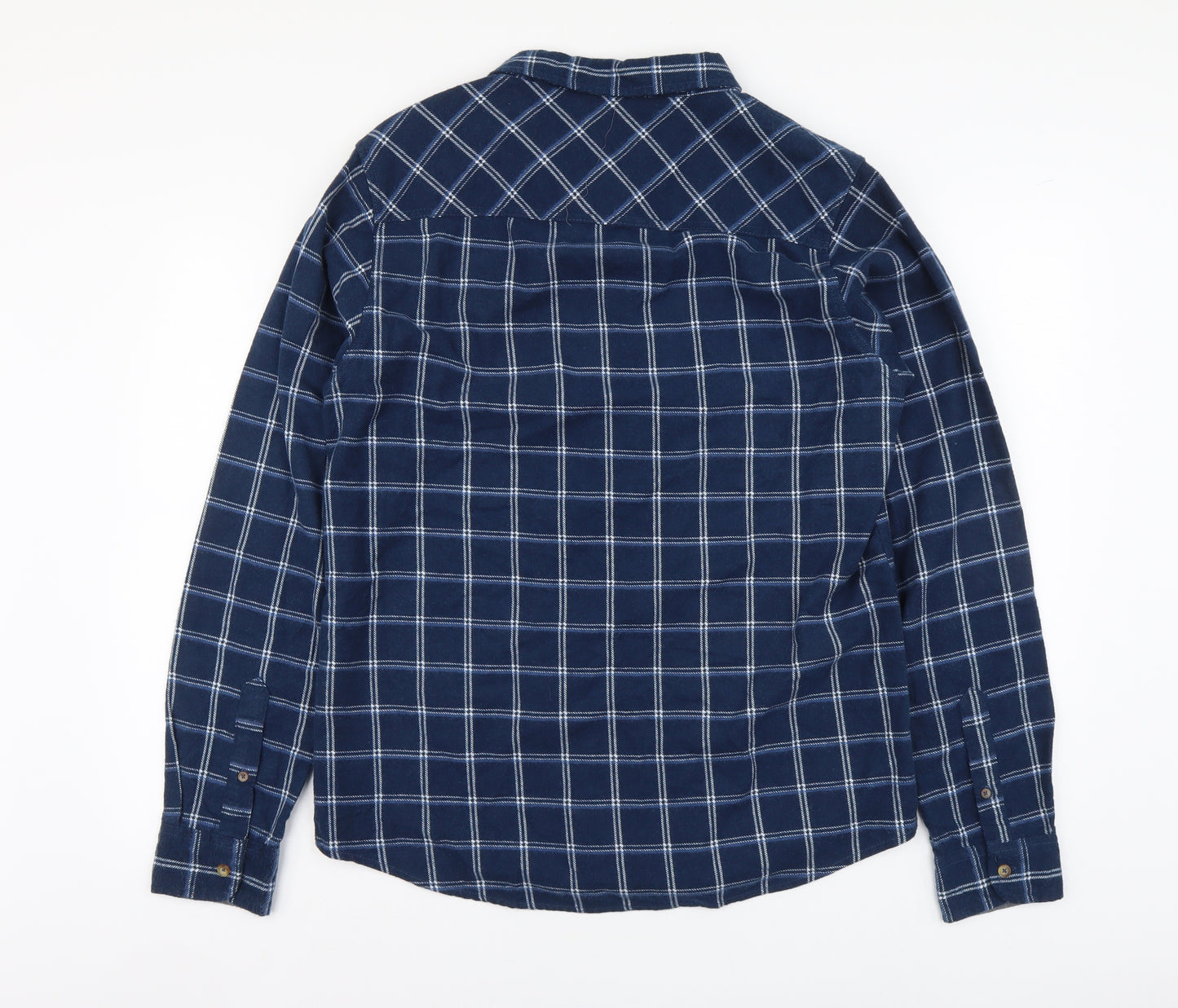 Industrialize Mens Blue Plaid Cotton Button-Up Size XL Collared Button
