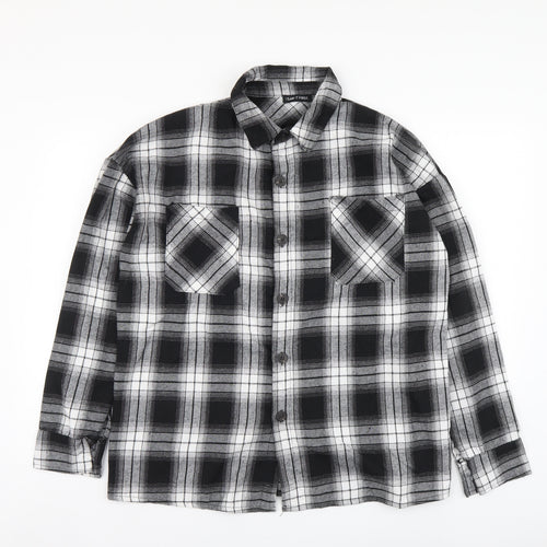 I SAW IT FIRST Mens Black Plaid Cotton Button-Up Size S Collared Button