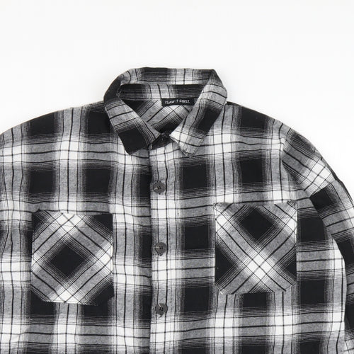I SAW IT FIRST Mens Black Plaid Cotton Button-Up Size S Collared Button