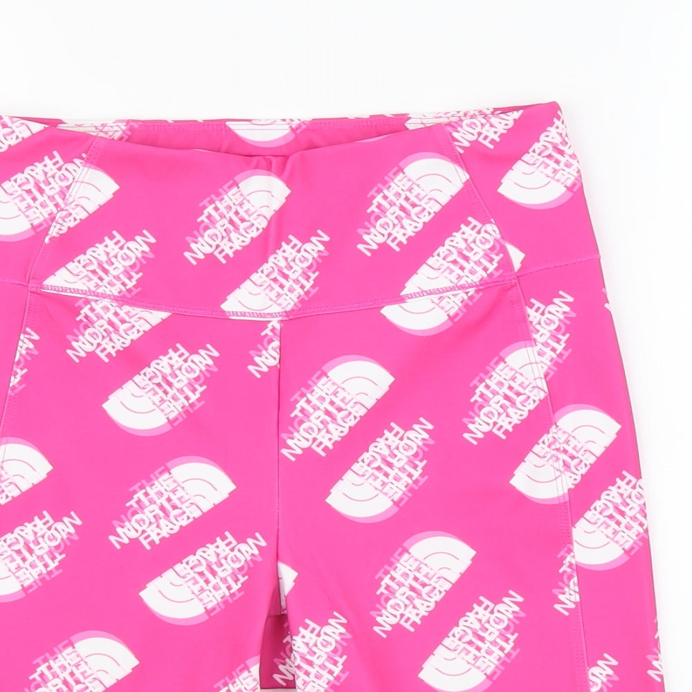 The North Face Womens Pink Geometric Polyester Athletic Shorts Size L L8 in Regular Buckle