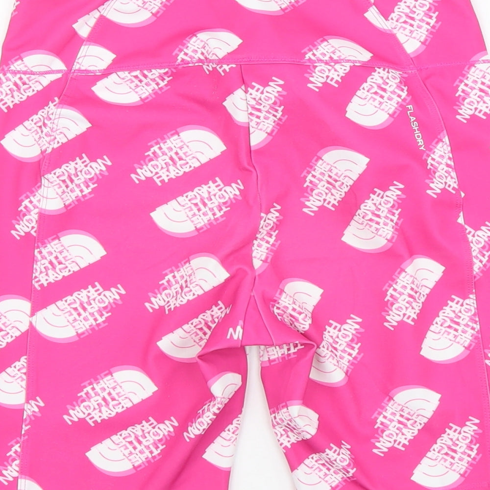 The North Face Womens Pink Geometric Polyester Athletic Shorts Size L L8 in Regular Buckle