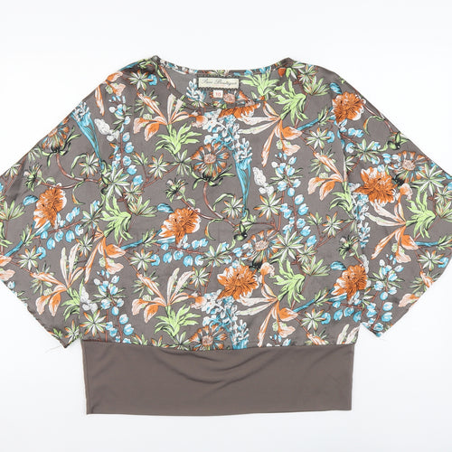 Paco Boutique Womens Multicoloured Floral Polyester Basic Blouse Size 10 Round Neck