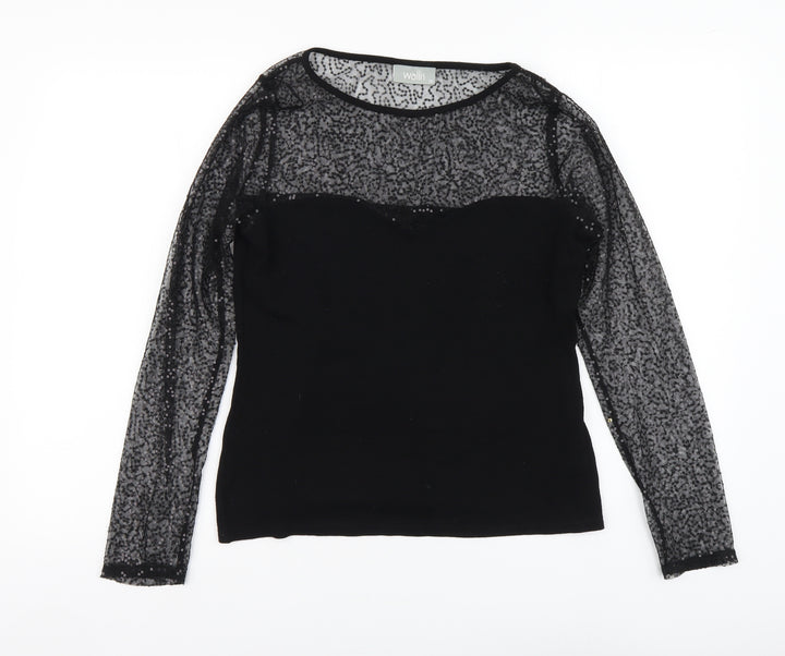 Wallis Womens Black Viscose Basic Blouse Size 10 Round Neck