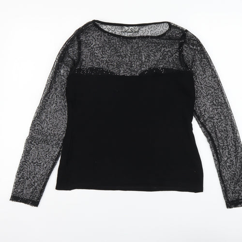 Wallis Womens Black Viscose Basic Blouse Size 10 Round Neck