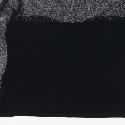 Wallis Womens Black Viscose Basic Blouse Size 10 Round Neck