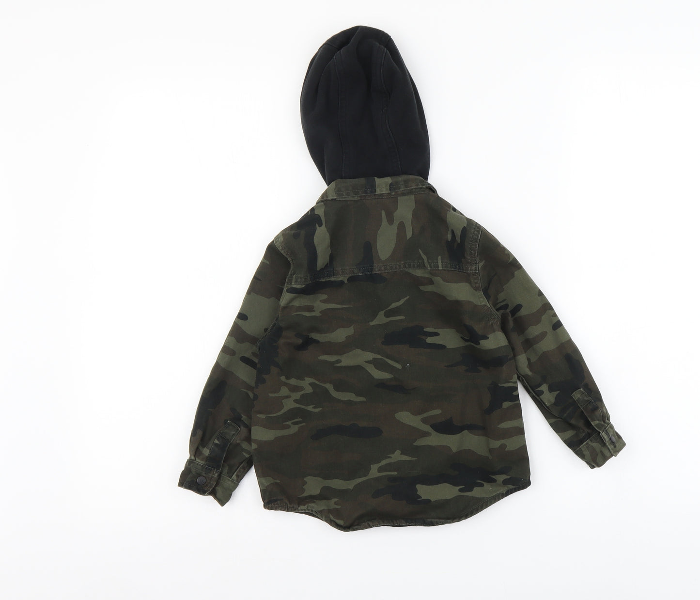 NEXT Boys Green Camouflage Cotton Basic Button-Up Size 2-3 Years Collared Button