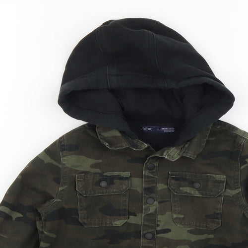 NEXT Boys Green Camouflage Cotton Basic Button-Up Size 2-3 Years Collared Button
