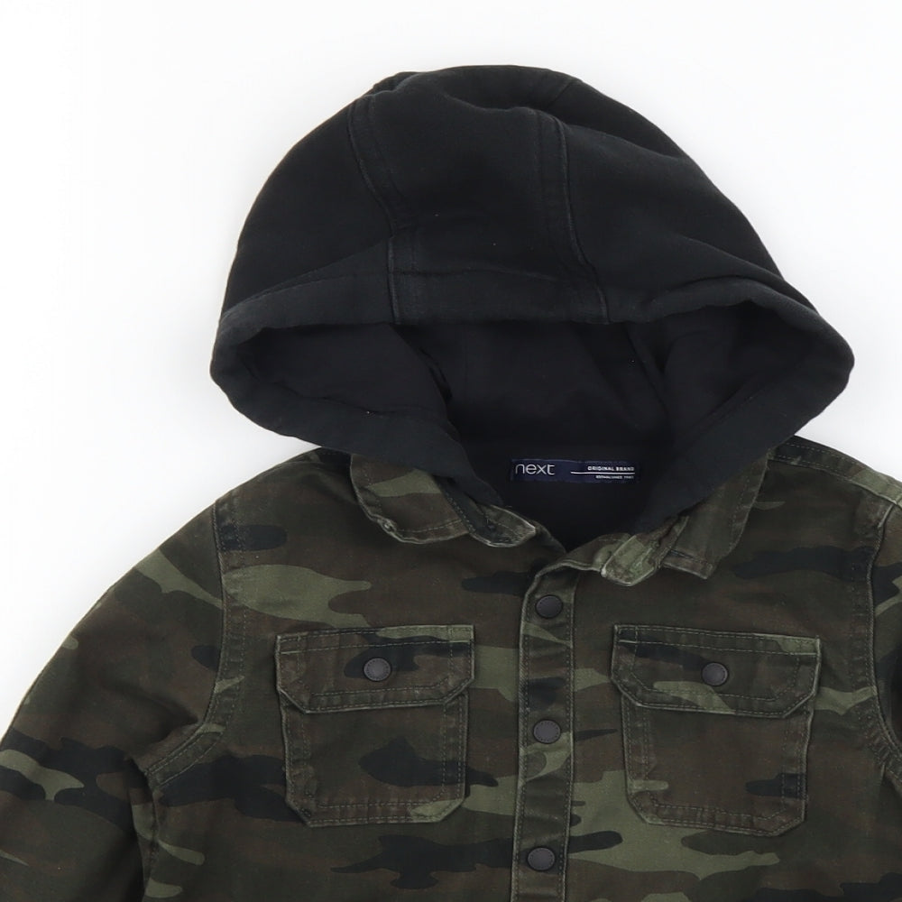 NEXT Boys Green Camouflage Cotton Basic Button-Up Size 2-3 Years Collared Button