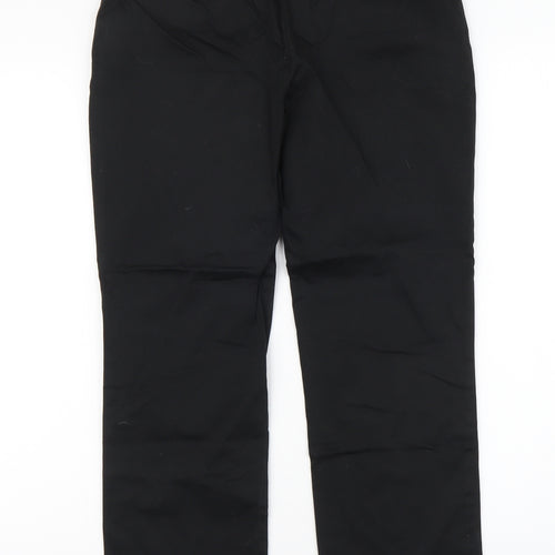 Zara Womens Black Cotton Cropped Trousers Size M L22 in Regular Button