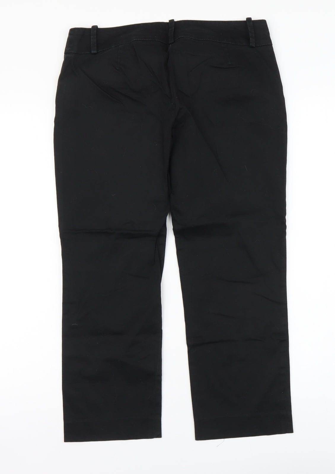 Zara Womens Black Cotton Cropped Trousers Size M L22 in Regular Button