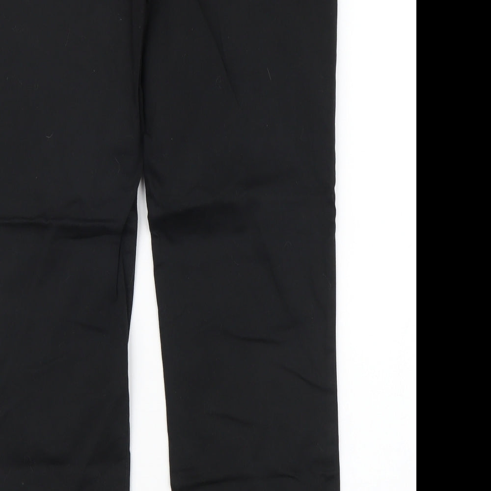 Zara Womens Black Cotton Cropped Trousers Size M L22 in Regular Button