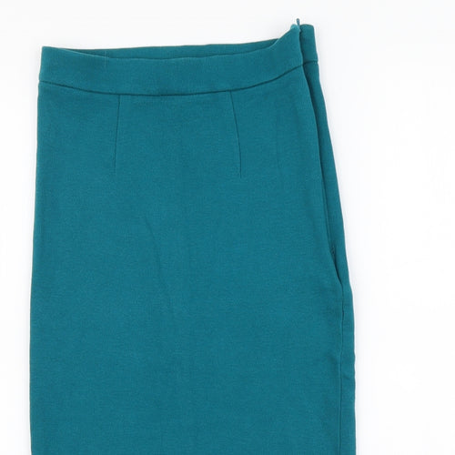 Topshop Womens Blue Cotton Straight & Pencil Skirt Size 8 Buckle