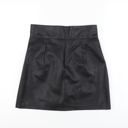 Preworn Womens Black Polyester Mini Skirt Size M Button