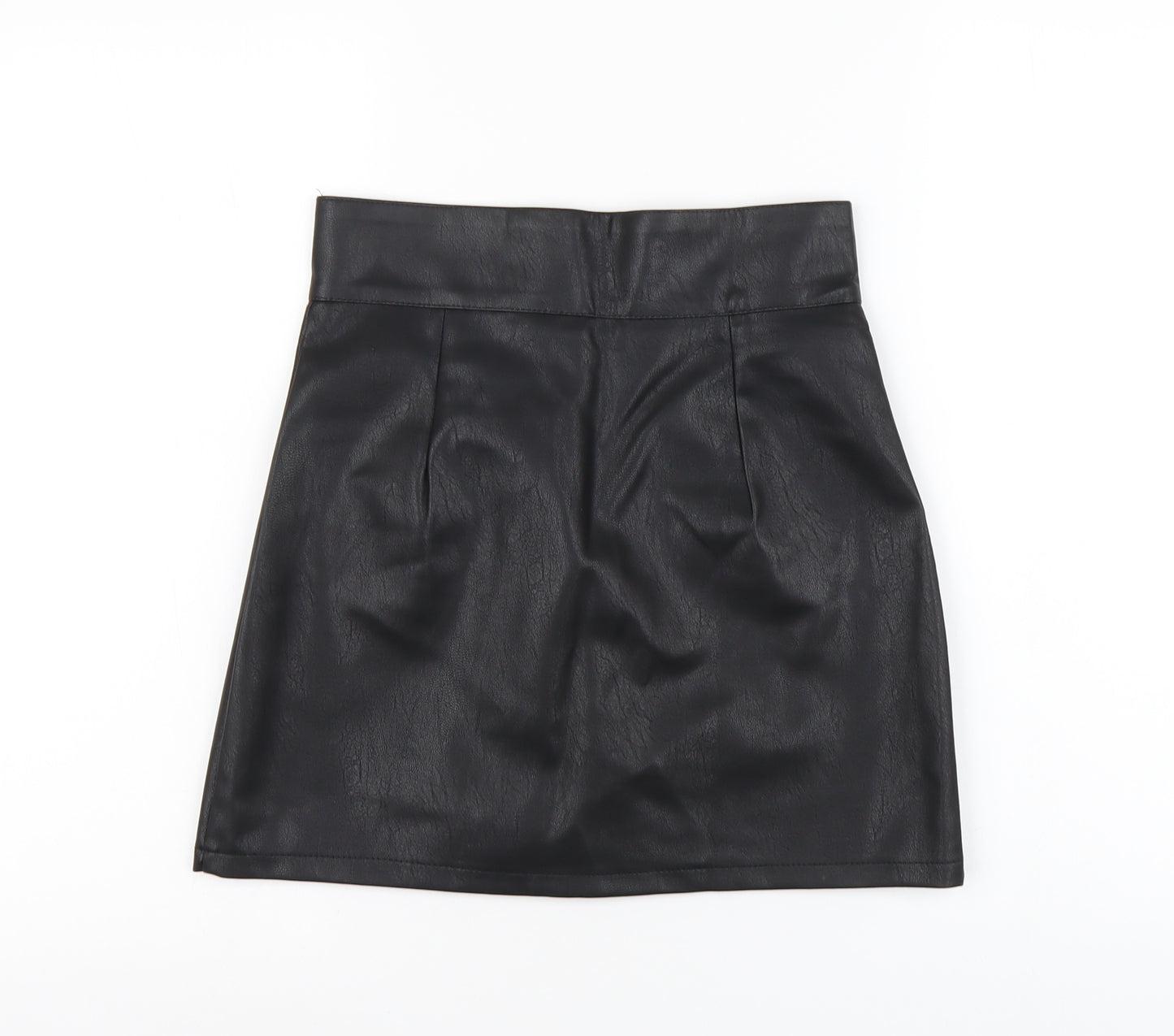 Preworn Womens Black Polyester Mini Skirt Size M Button