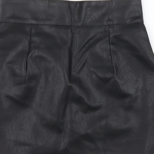 Preworn Womens Black Polyester Mini Skirt Size M Button