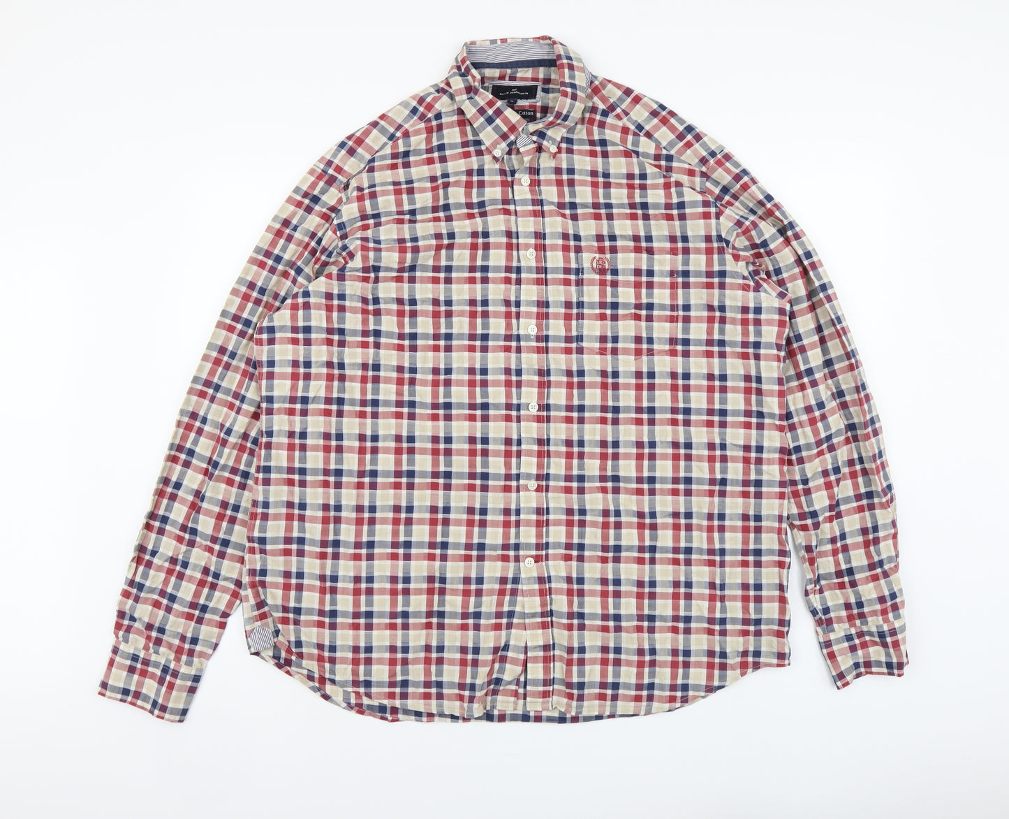 Blue Harbour Mens Multicoloured Plaid Cotton Button-Up Size XL Collared Button