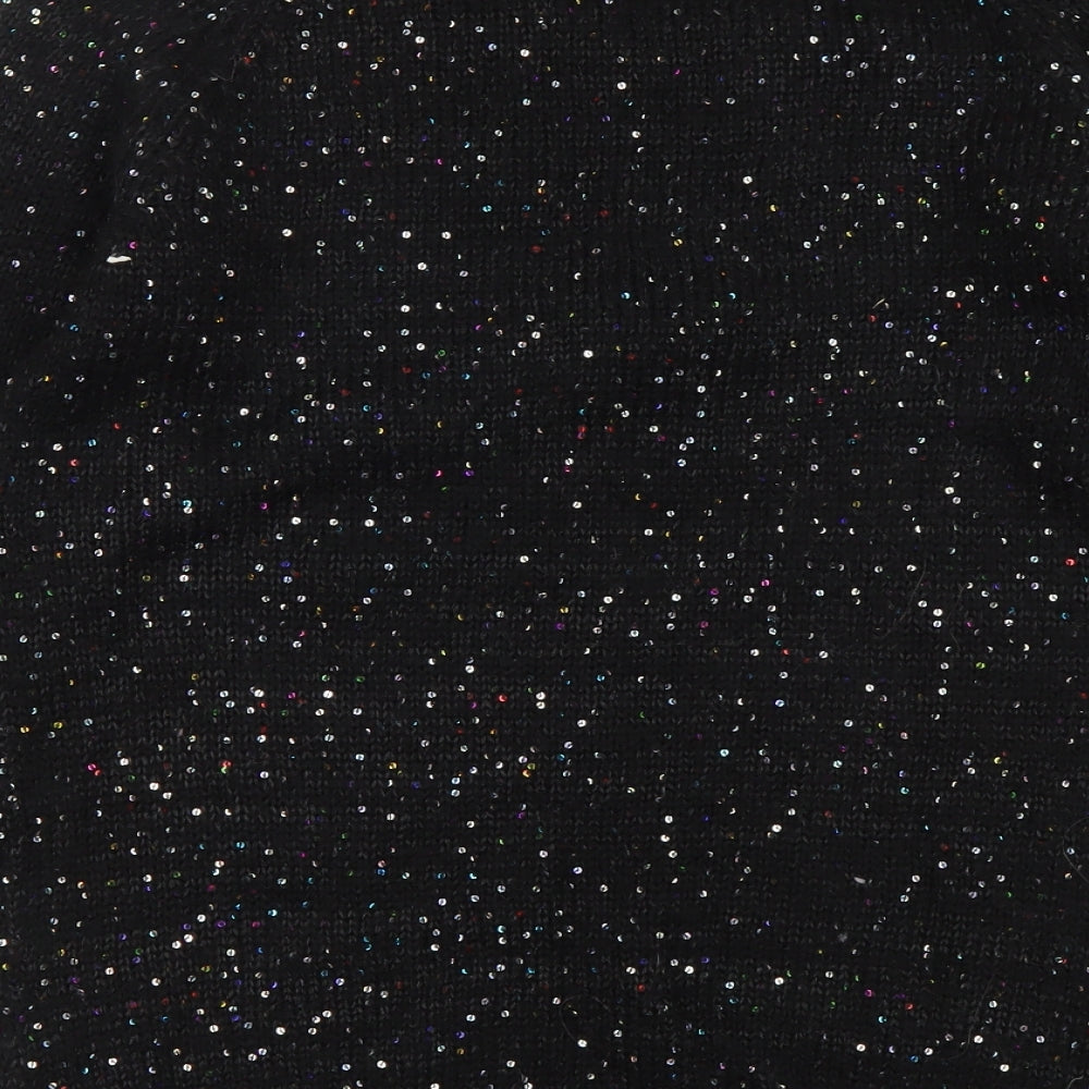 Papaya Womens Black Round Neck Acrylic Pullover Jumper Size M - ChristmasPudding