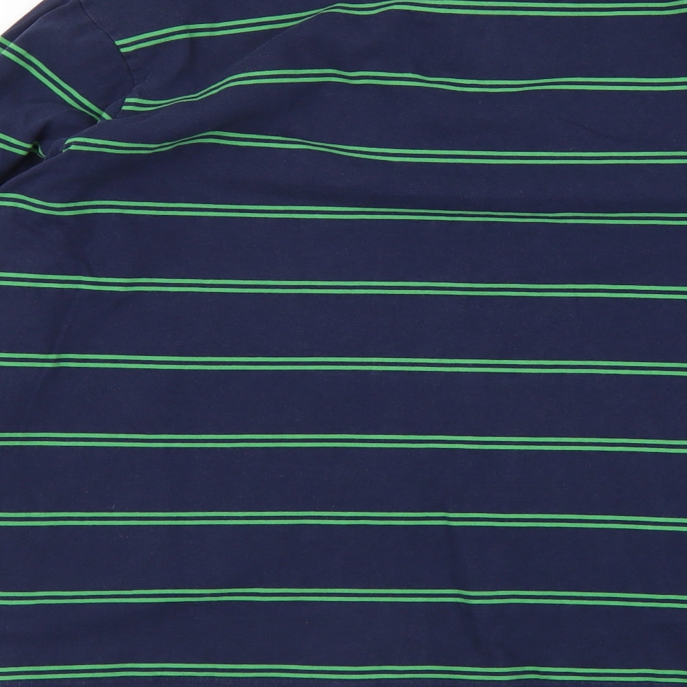 Blue Harbour Mens Blue Striped Cotton Polo Size L Collared Button