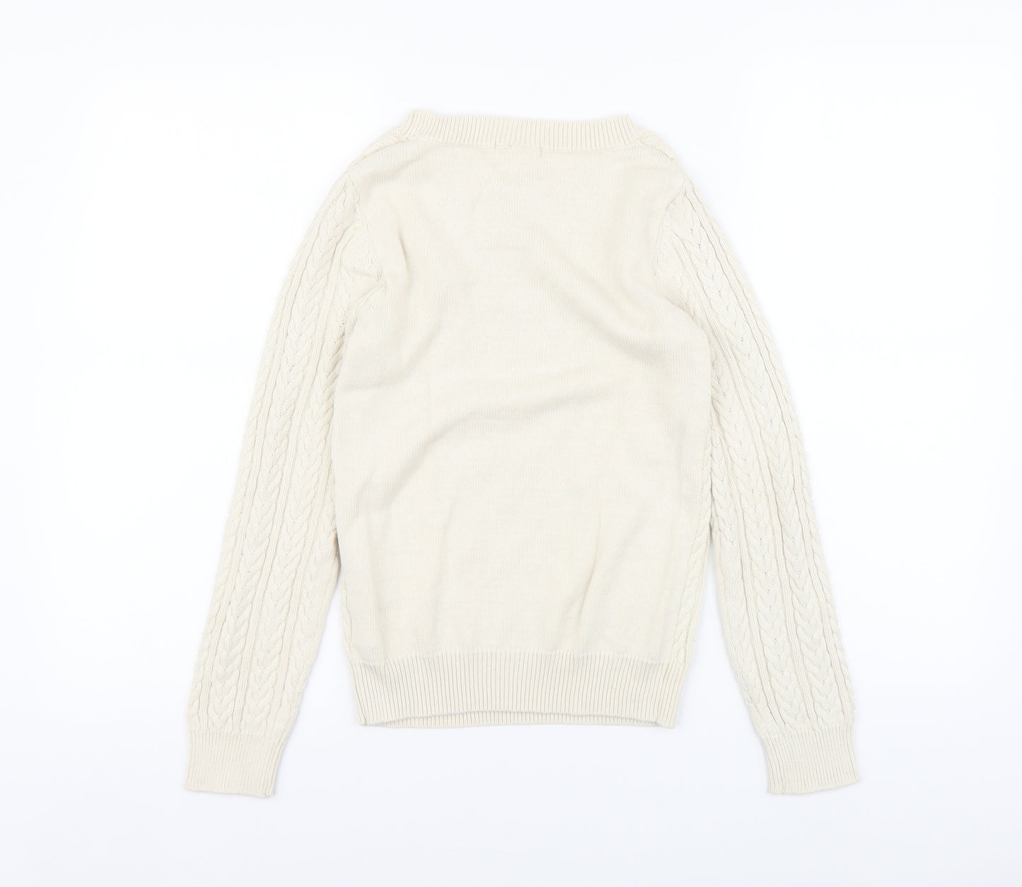H&M Womens Beige Round Neck Cotton Pullover Jumper Size XS