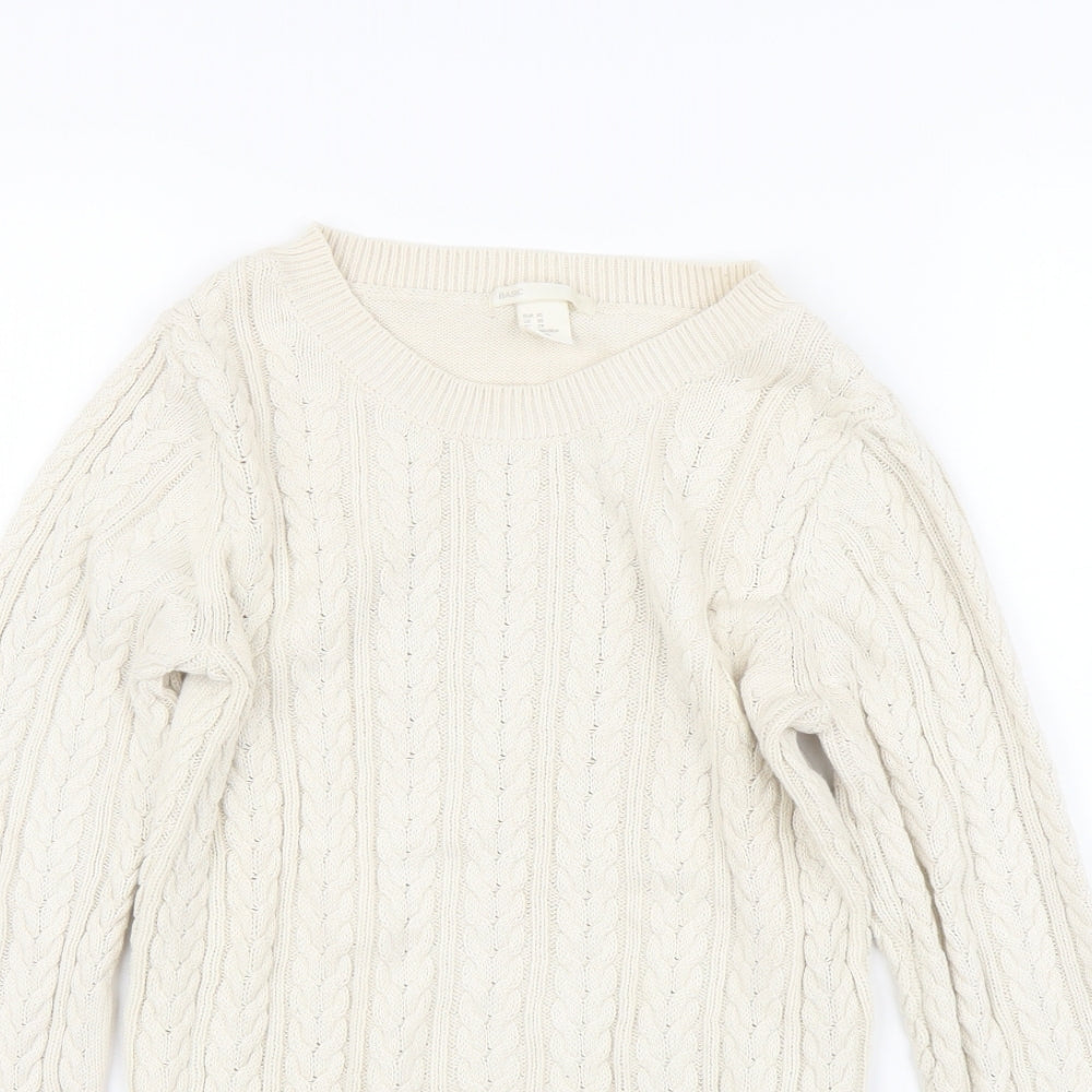 H&M Womens Beige Round Neck Cotton Pullover Jumper Size XS
