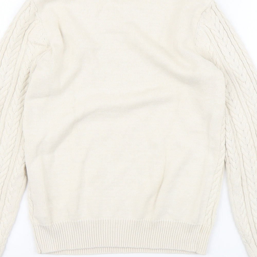 H&M Womens Beige Round Neck Cotton Pullover Jumper Size XS
