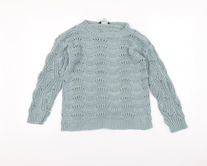 Dorothy Perkins Womens Blue Round Neck Acrylic Pullover Jumper Size S