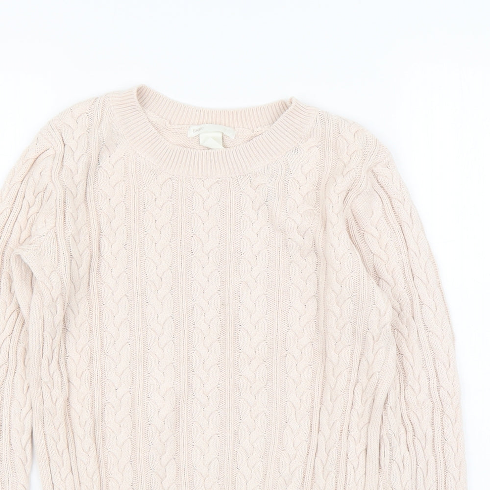 H&M Womens Pink Round Neck Cotton Pullover Jumper Size XS