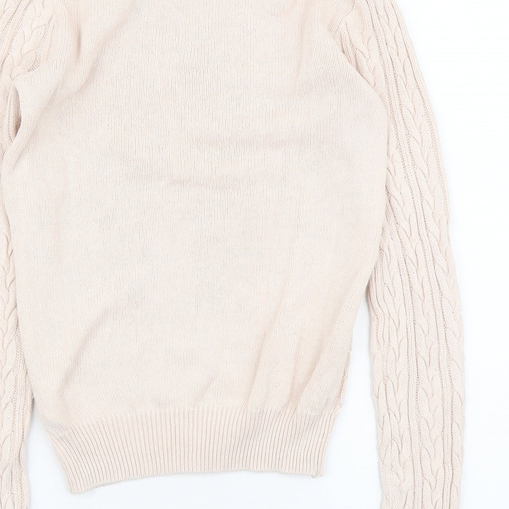 H&M Womens Pink Round Neck Cotton Pullover Jumper Size XS