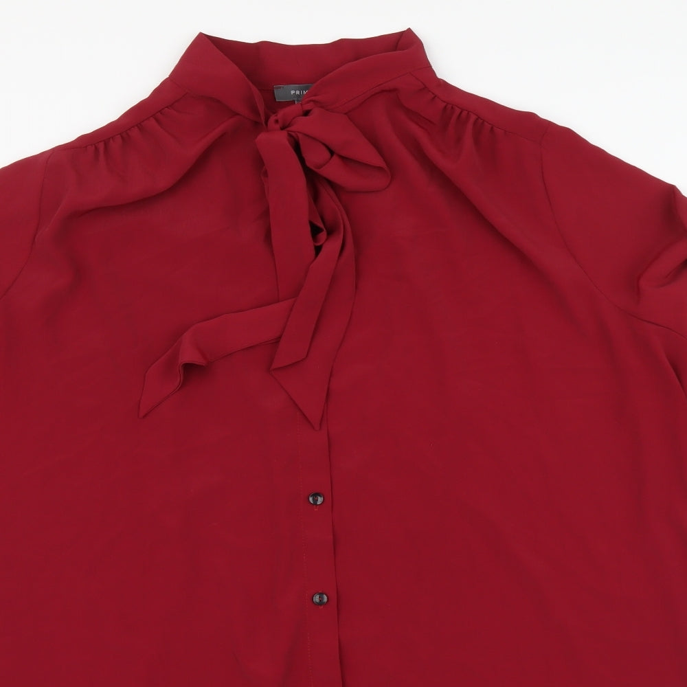 Primark Womens Red Polyester Basic Blouse Size 20 High Neck