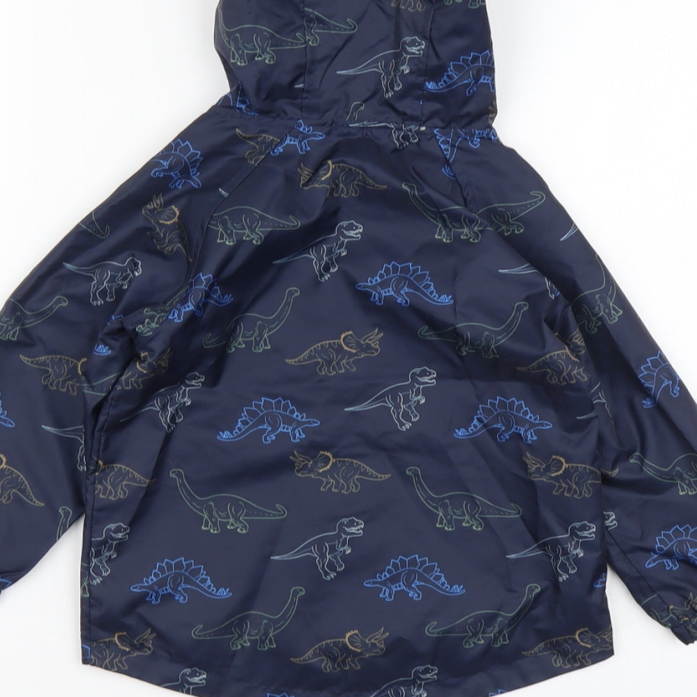 Urban Boys Blue Geometric Rain Coat Jacket Size 2-3 Years Zip - Dinosaur pattern