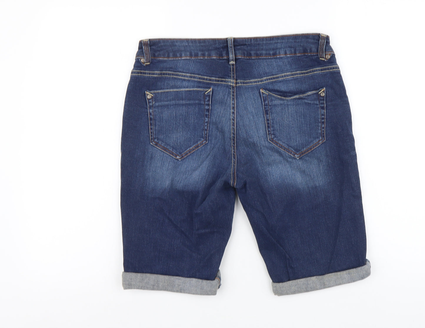 DP Denim Womens Blue Cotton Bermuda Shorts Size 12 L9 in Regular Button