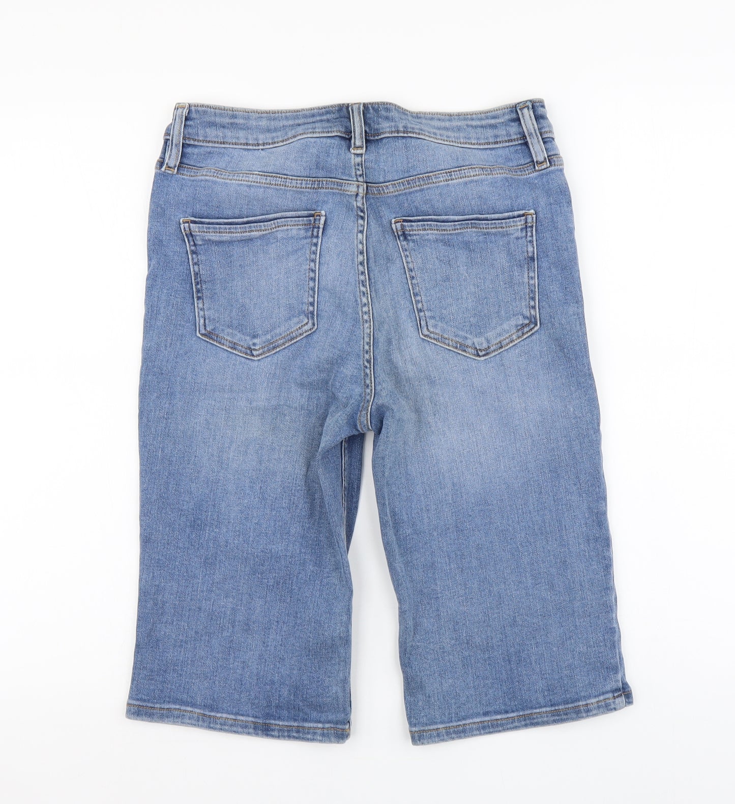 F&F Womens Blue Cotton Cargo Shorts Size 10 L12 in Regular Button