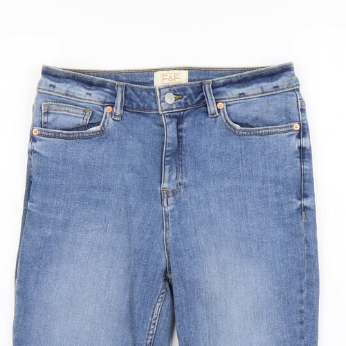 F&F Womens Blue Cotton Cargo Shorts Size 10 L12 in Regular Button