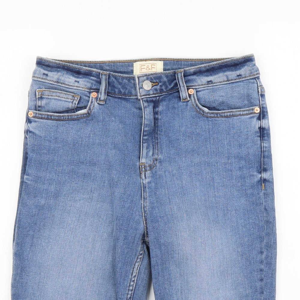 F&F Womens Blue Cotton Cargo Shorts Size 10 L12 in Regular Button
