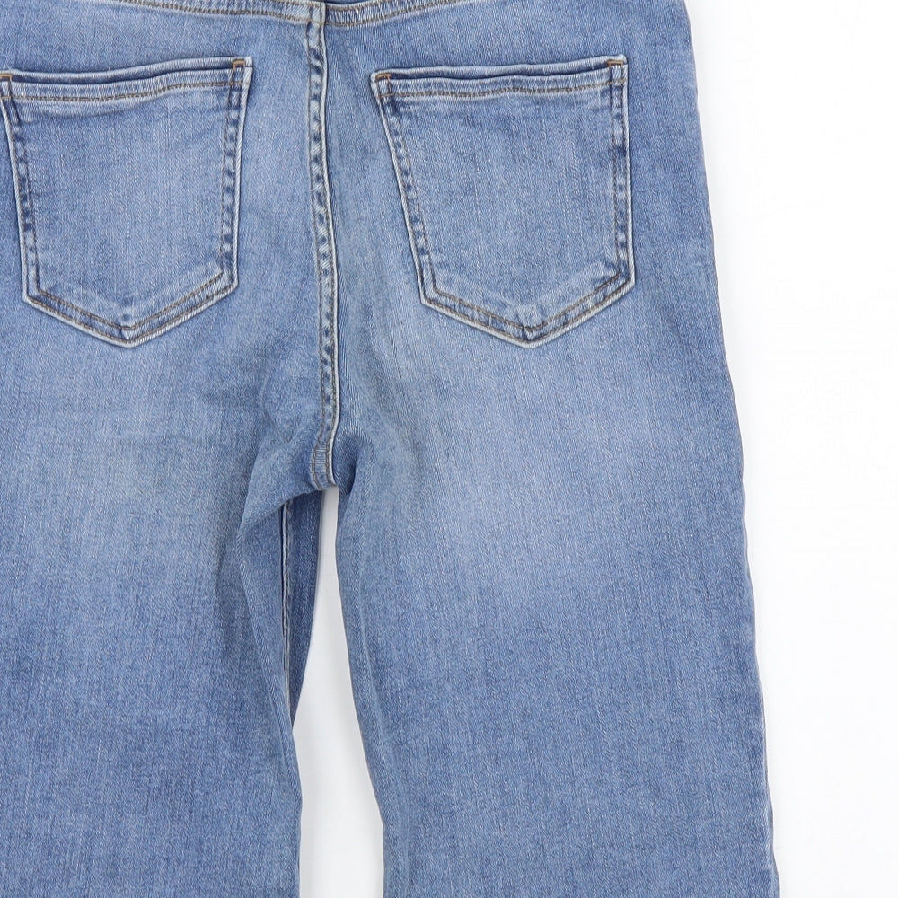 F&F Womens Blue Cotton Cargo Shorts Size 10 L12 in Regular Button