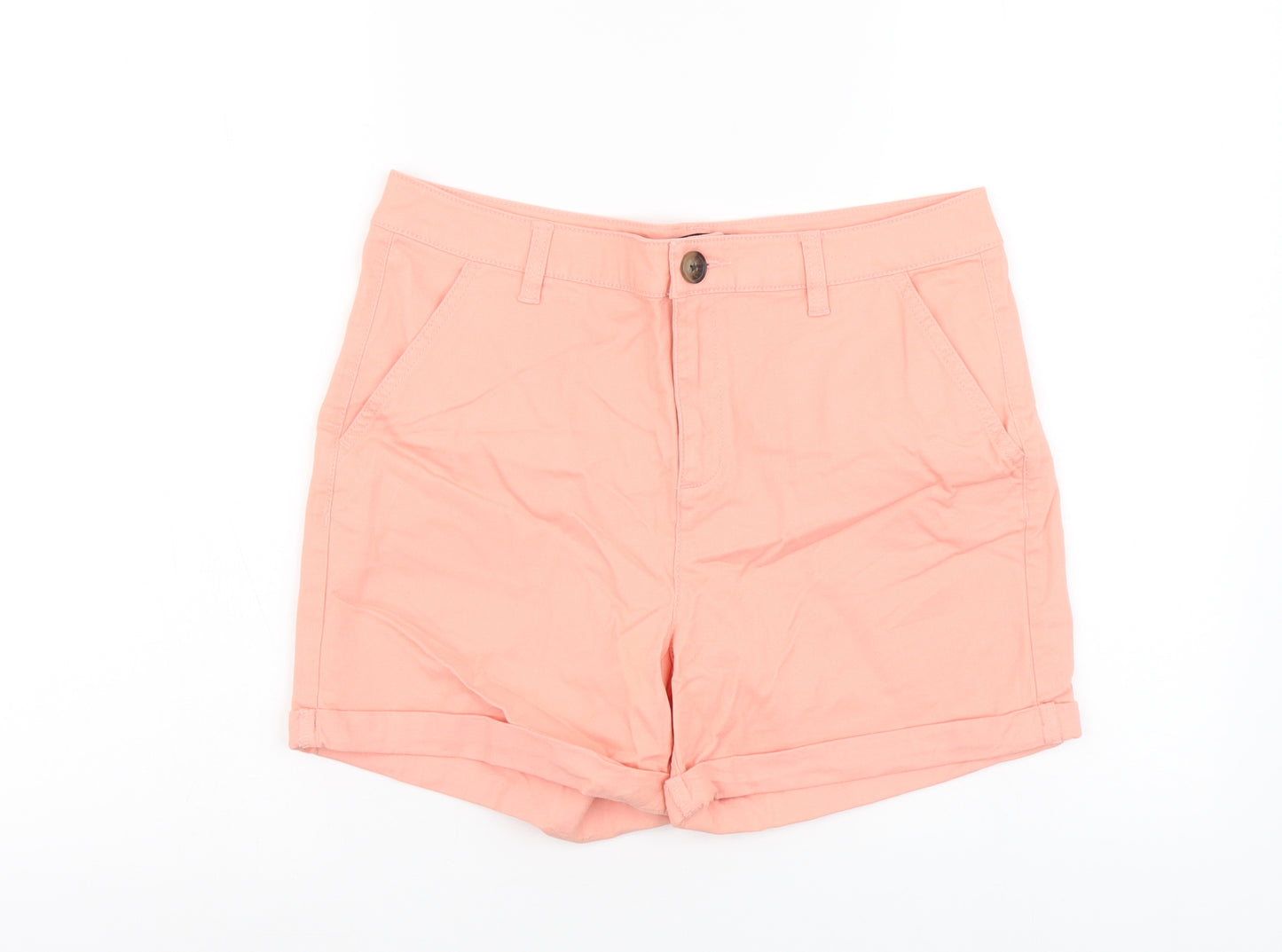 F&F Womens Orange Cotton Chino Shorts Size 10 L4 in Regular Button